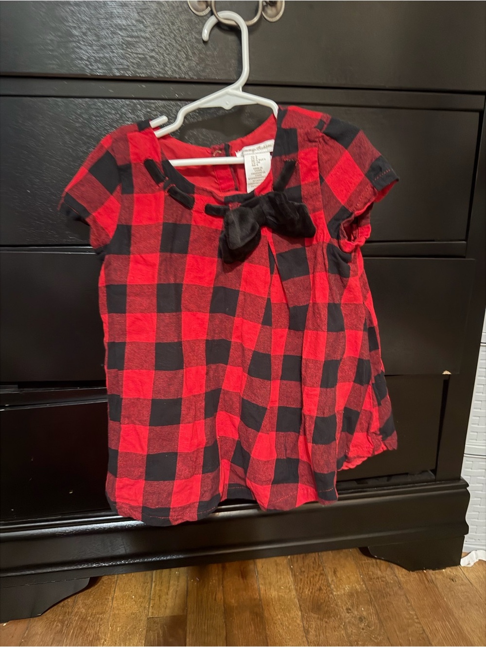 Tommy Bahama Girls Red and Black Plaid Short-Sleeve Top with Bow
